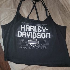 Womens XL spaghetti strap back crossed crop top NWO